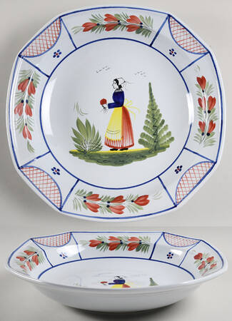 Mistral Blue (Octagonal, Lady Center) 13" Pasta Serving Bowl