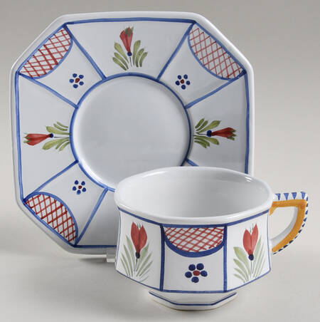 Mistral Blue (Octagonal, Lady Center) Oversized Cup & Saucer Set