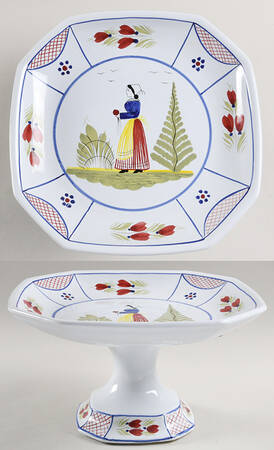 Mistral Blue (Octagonal, Lady Center) Square Compote (Height X Width)