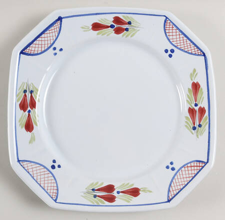 Mistral Blue (Octagonal, Lady Center) Accent Luncheon Plate