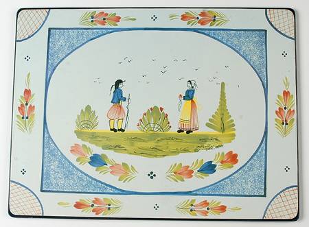 Mistral Blue (Octagonal, Lady Center) Rectangular Placemat w/Felt Backing