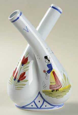 Mistral Blue (Octagonal, Lady Center) Attached Oil and Vinegar No Stoppers