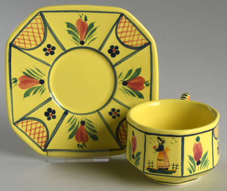 Soleil Yellow (Octagonal, Lady) Flat Cup & Saucer Set