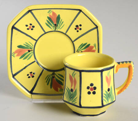 Soleil Yellow (Octagonal, Lady) Flat Demitasse Cup & Saucer Set
