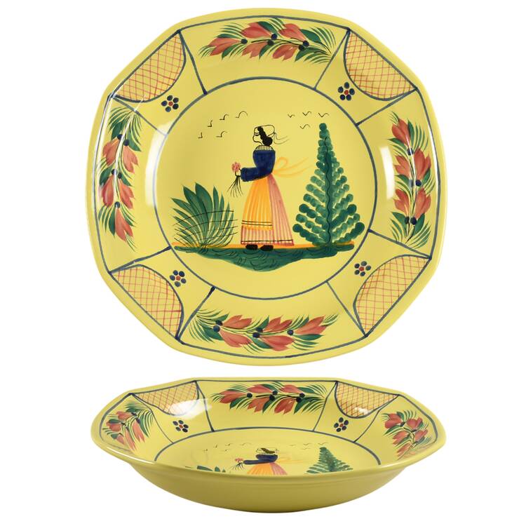 Soleil Yellow (Octagonal, Lady) 13" Pasta Serving Bowl
