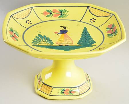 Soleil Yellow (Octagonal, Lady) Square Compote (Height X Width)