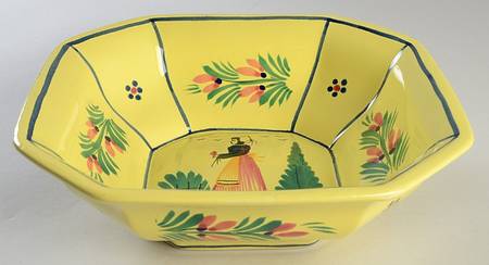 Soleil Yellow (Octagonal, Lady) 11" Large Salad Serving Bowl