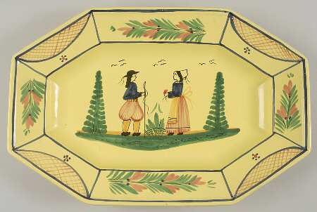 Soleil Yellow (Octagonal, Lady) 17" Oval Serving Platter