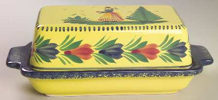 Soleil Yellow (Octagonal, Lady) Rectangular Covered Butter by Quimper