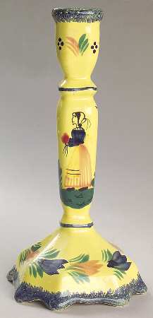 Soleil Yellow (Octagonal, Lady) 8" Tall Candlestick