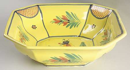 Soleil Yellow (Octagonal, Lady) 11" Large Salad Serving Bowl