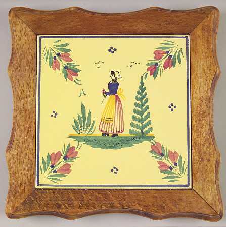 Soleil Yellow (Octagonal, Lady) Wood Frame Trivet