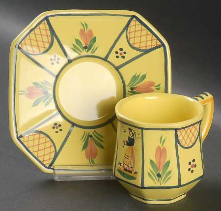 Soleil Yellow (Octagonal, Lady) Flat Demitasse Cup & Saucer Set
