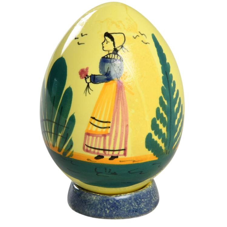 Soleil Yellow (Round) Egg and Stand by Quimper