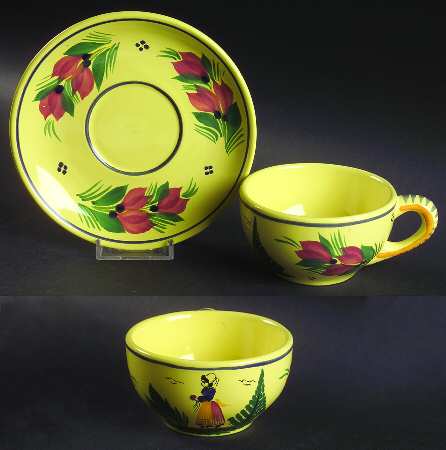 Soleil Yellow (Round) Flat Cup & Saucer Set