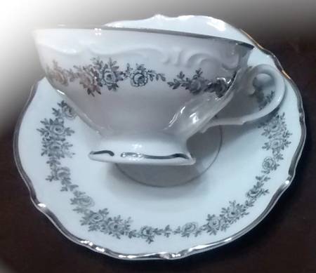 Tuxedo Footed Cup & Saucer Set