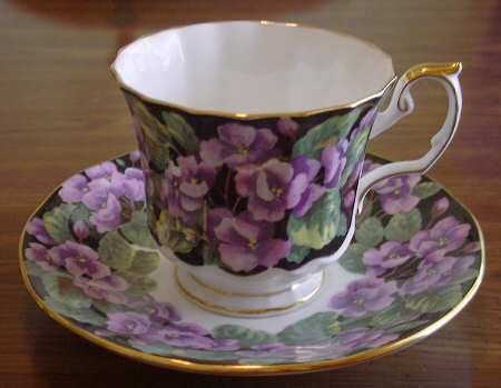 Midnight Bloom Footed Cup & Saucer Set