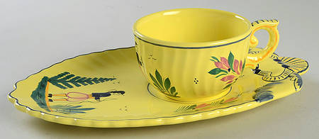 Soleil Yellow (Octagonal, Man) Snack Plate & Cup Set