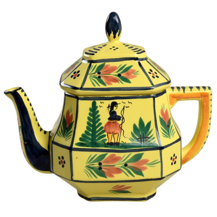 Soleil Yellow (Octagonal, Man) Teapot & Lid by Quimper