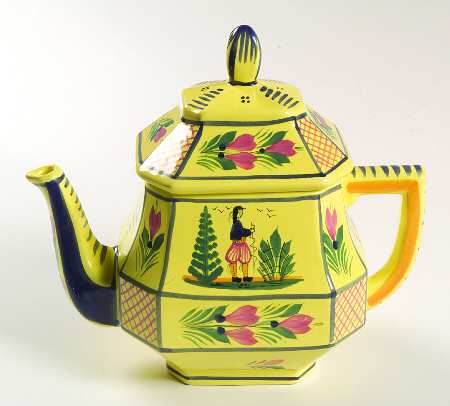 Soleil Yellow (Octagonal, Man) Teapot & Lid