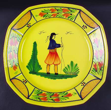 Soleil Yellow (Octagonal, Man) Deep Round Platter