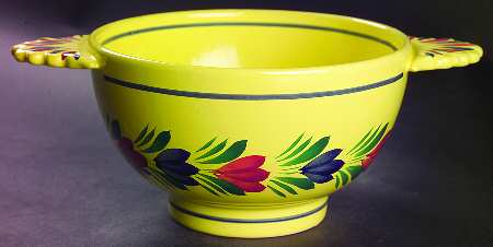 Soleil Yellow (Octagonal, Man) 10" Round Footed Handled Vegetable Bowl