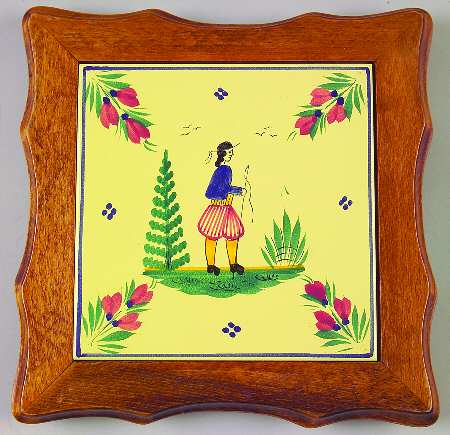 Soleil Yellow (Octagonal, Man) Wood Frame Trivet