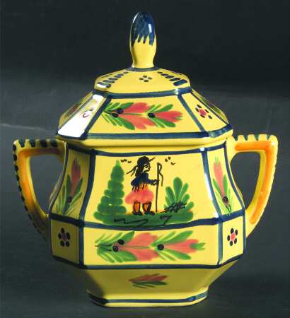 Soleil Yellow (Octagonal, Man) Sugar Bowl & Lid