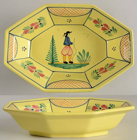 Soleil Yellow (Octagonal, Man) 11" Oval Vegetable Bowl