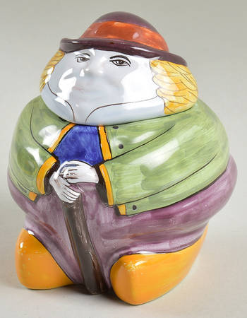 Henriot (Lady Or Man Center) Figural Candy Box & Lid