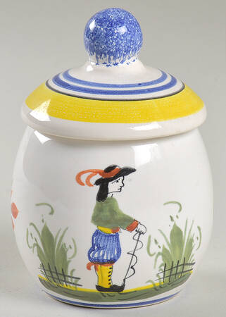 Henriot (Lady Or Man Center) Mustard Jar & Lid