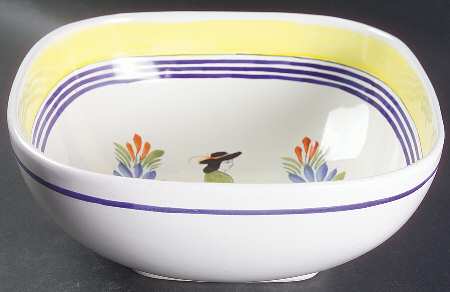 Henriot (Lady Or Man Center) 10" Square Salad Serving Bowl