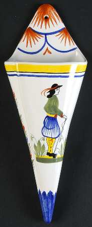 Henriot (Lady Or Man Center) 9" Wall Pocket Vase