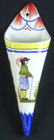 Henriot (Lady Or Man Center) 7" Wall Pocket Vase