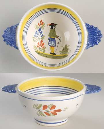 Henriot (Lady Or Man Center) 10" Round Footed Handled Vegetable Bowl