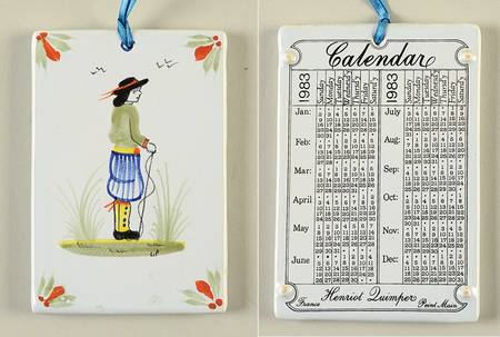 Henriot (Lady Or Man Center) Wall Plaque with Calendar on Back