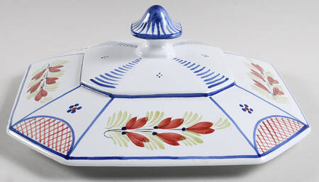 Mistral Blue (Octagonal, Man Center) Lid for Tureen by Quimper