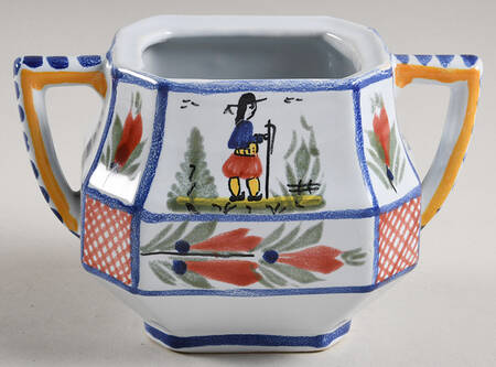 Mistral Blue (Octagonal, Man Center) Sugar Bowl No Lid by Quimper