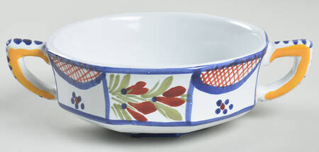 Mistral Blue (Octagonal, Man Center) Flat Cream Soup Bowl by Quimper