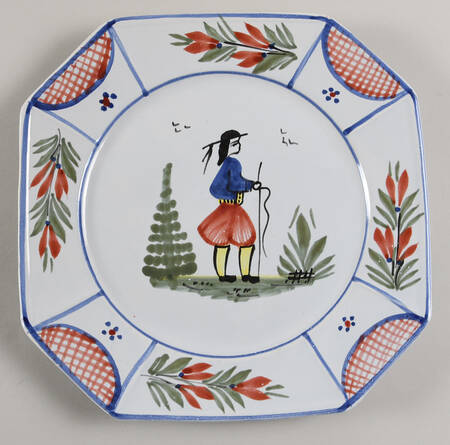 Mistral Blue (Octagonal, Man Center) Dinner Plate by Quimper