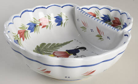 Mistral Blue (Octagonal, Man Center) Strawberry Serving Bowl by Quimper