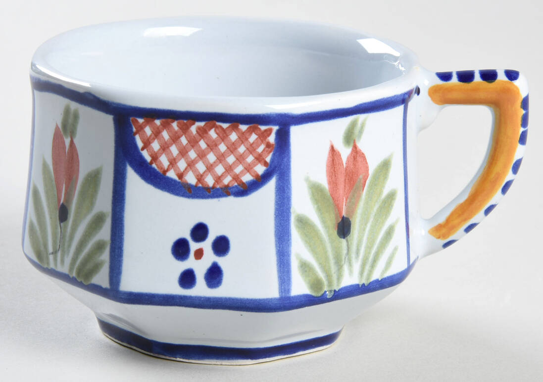 Mistral Blue (Octagonal, Man Center) Flat Cup by Quimper