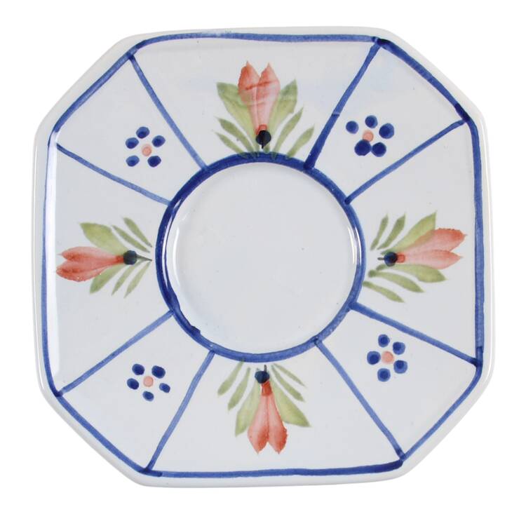 Mistral Blue (Octagonal, Man Center) Saucer for Demitasse Cup by Quimper