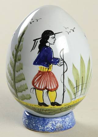 Mistral Blue (Octagonal, Man Center) Egg and Stand