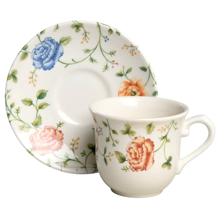 Rose Chintz Flat Cup & Saucer Set