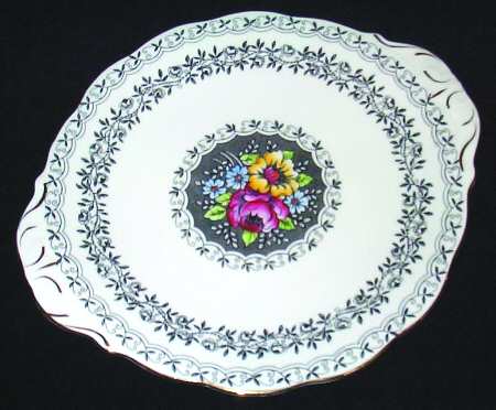 Black Rose Handled Cake Plate