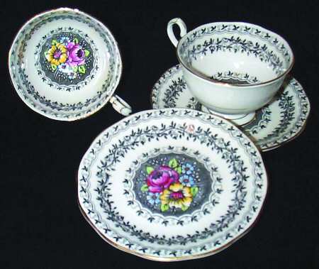 Black Rose Footed Cup & Saucer Set