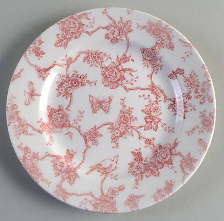 Toile de Jouy Pink Salad/Dessert Plate