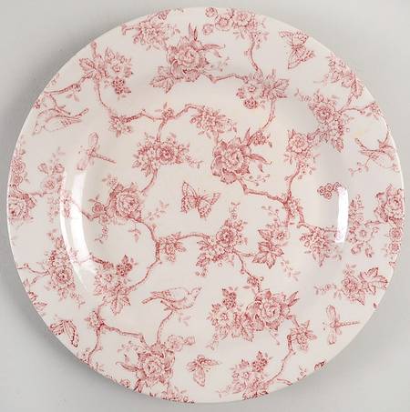 Toile de Jouy Pink Dinner Plate