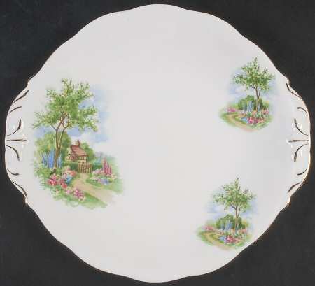 Tudor Cottage Handled Cake Plate